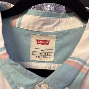 Levi's Men's Aqua and White Casual Shirt